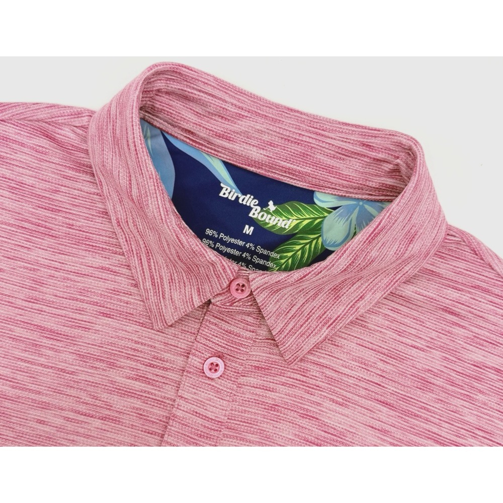 Birdie Bound Polo Shirt‎ Men M Pink Stripe Performance Golf Shirt